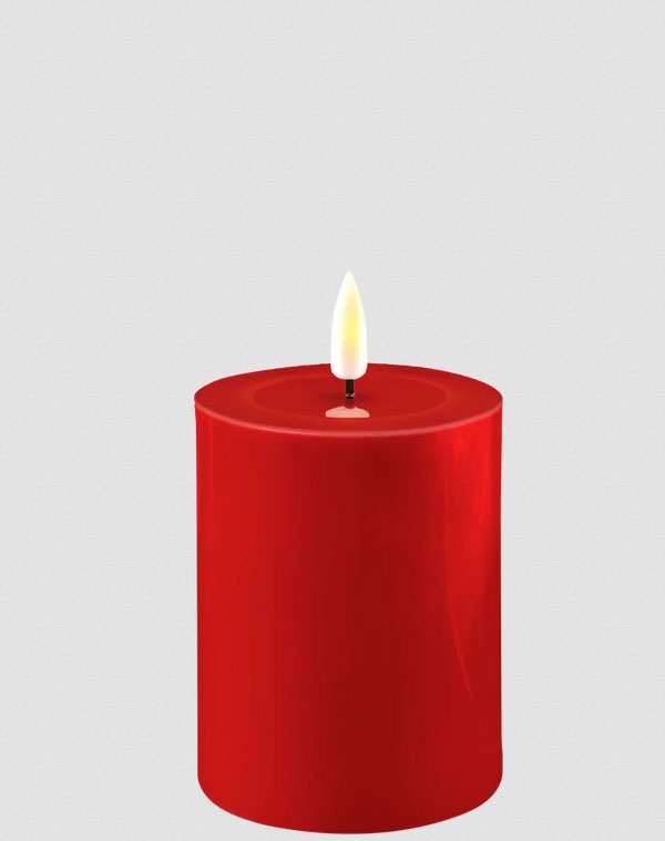 LED Kerze Rot Stumpenkerze 7,5x10 cm Deluxe Homeart