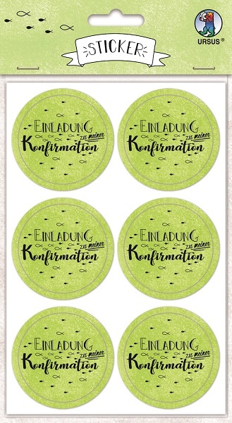 Sticker Einladung Konfirmation apfelgrün