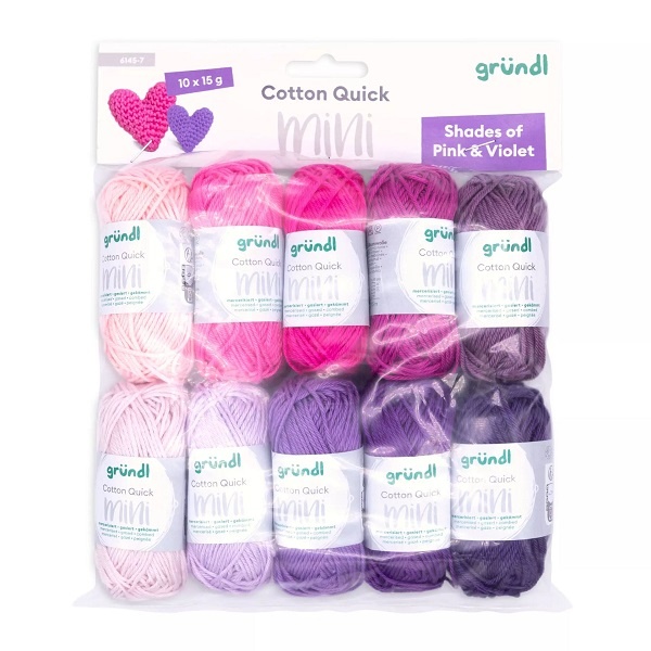 Gründl Wolle Cotton Quick Mini 10 x 15 g Shades of pink &