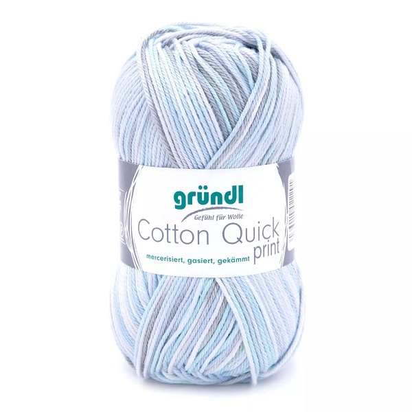 Gründl Wolle Cotton Quick print mint blau weiss grau 50 g