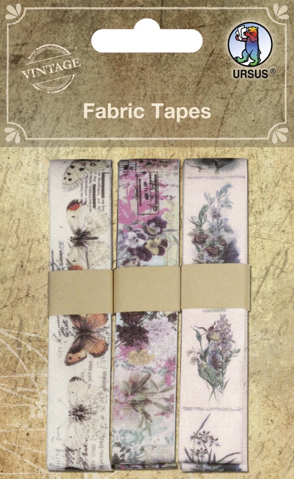 Vintage Fabric Tapes Stoffbänder Motiv 02 3 Stück