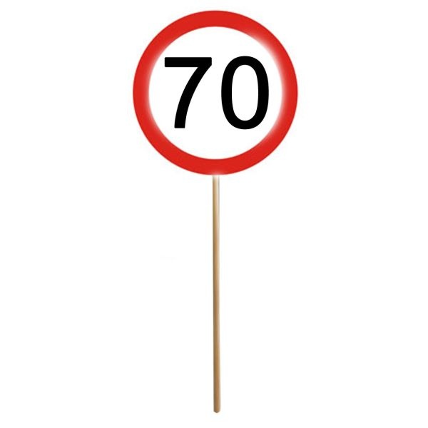 Partystecker Mini-Schild Verkehrsschild mit Zahl 70 12 Stück