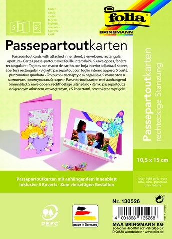 Folia Passepartoutkarten-Set rechteckige Stanzung rosa