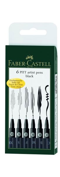 Faber Castell Pitt Artist Pen Farbe schwarz 6er