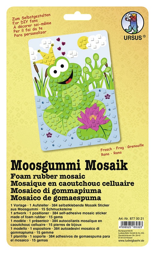Moosgummi Mosaik Frosch Kleben nach Zahlen