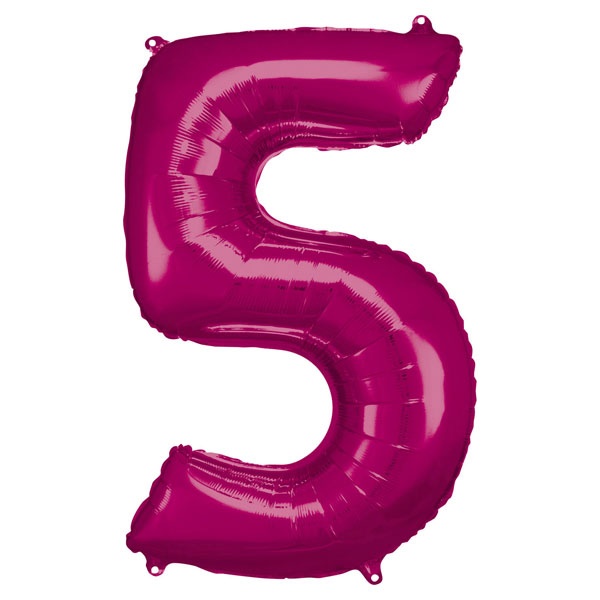 Folienballon Zahl 5 pink