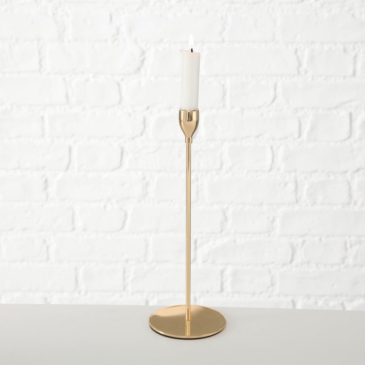 Boltze Kerzenleuchter Kerzenhalter , Eisen, gold,  H 28 cm