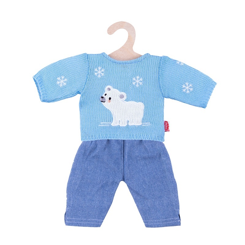 Heless Puppenkleidung Pullover Eisbär mit Jeans 35 - 45 cm