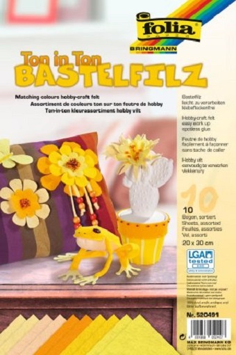 Folia Bastelfilz Ton in Ton 10 Bogen 20 x 30 cm gelb