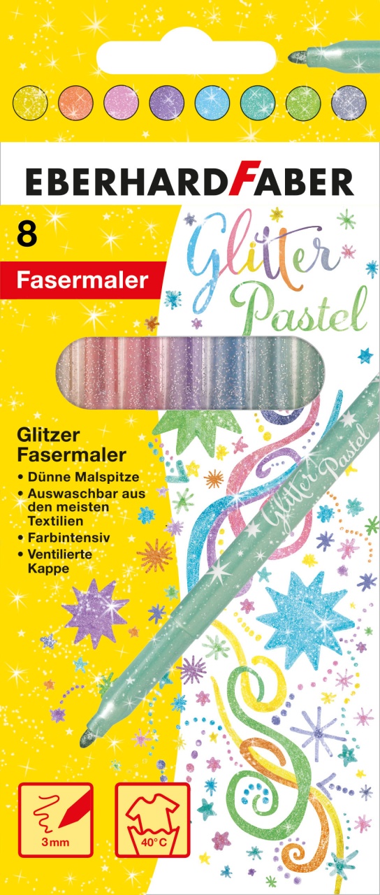 Eberhard Faber Fasermaler Glitter Pastell 8er Etui