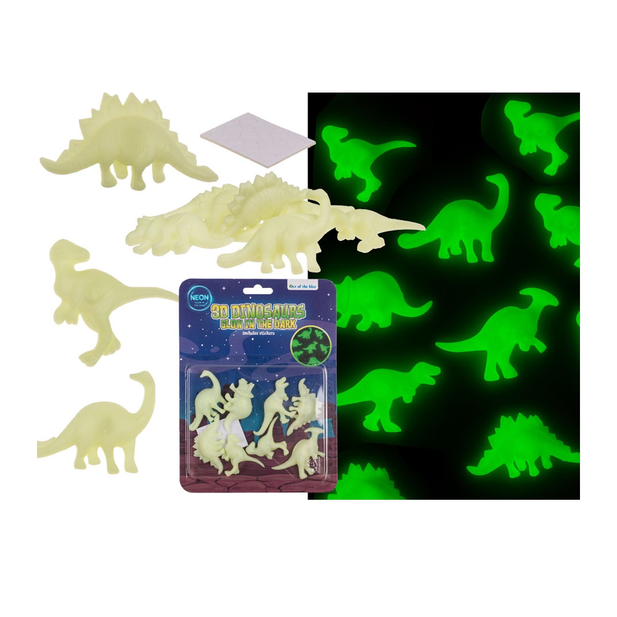 3D - Dinosaurier Glow in the Dark 7 cm 8 er Set