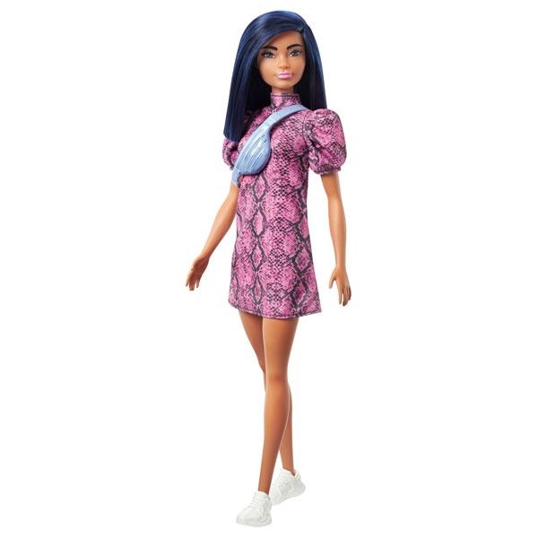 Barbie Fashionistas Puppe im Schlangenmuster Kleid Nr. 143