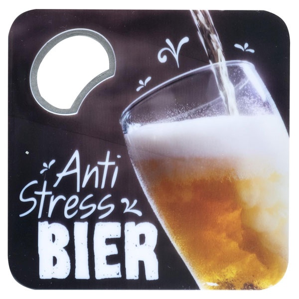 Untersetzer mit Flaschenöffner - Anti Stress Bier