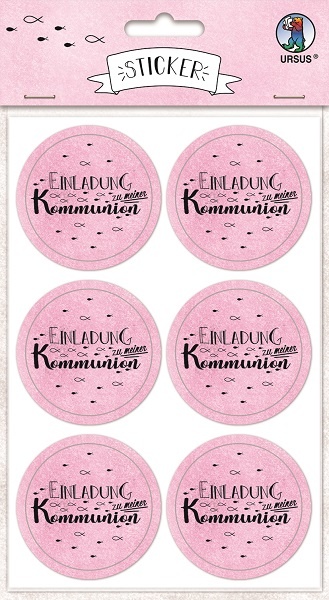 Sticker Einladung Kommunion rosa
