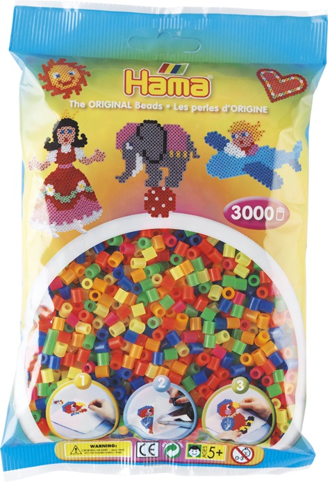 Hama Bügelperlen 3000 Stück Neon Farben