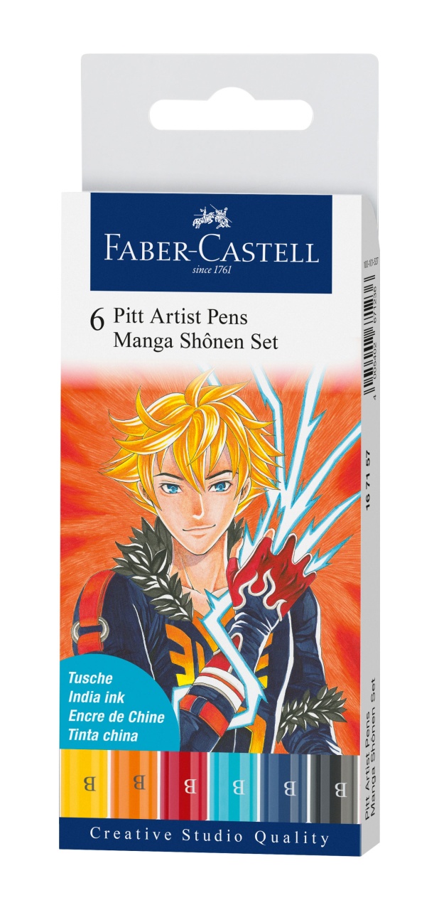 Faber Castell Tuschestift Pitt Art Pen Manga Shonen 6er Etui