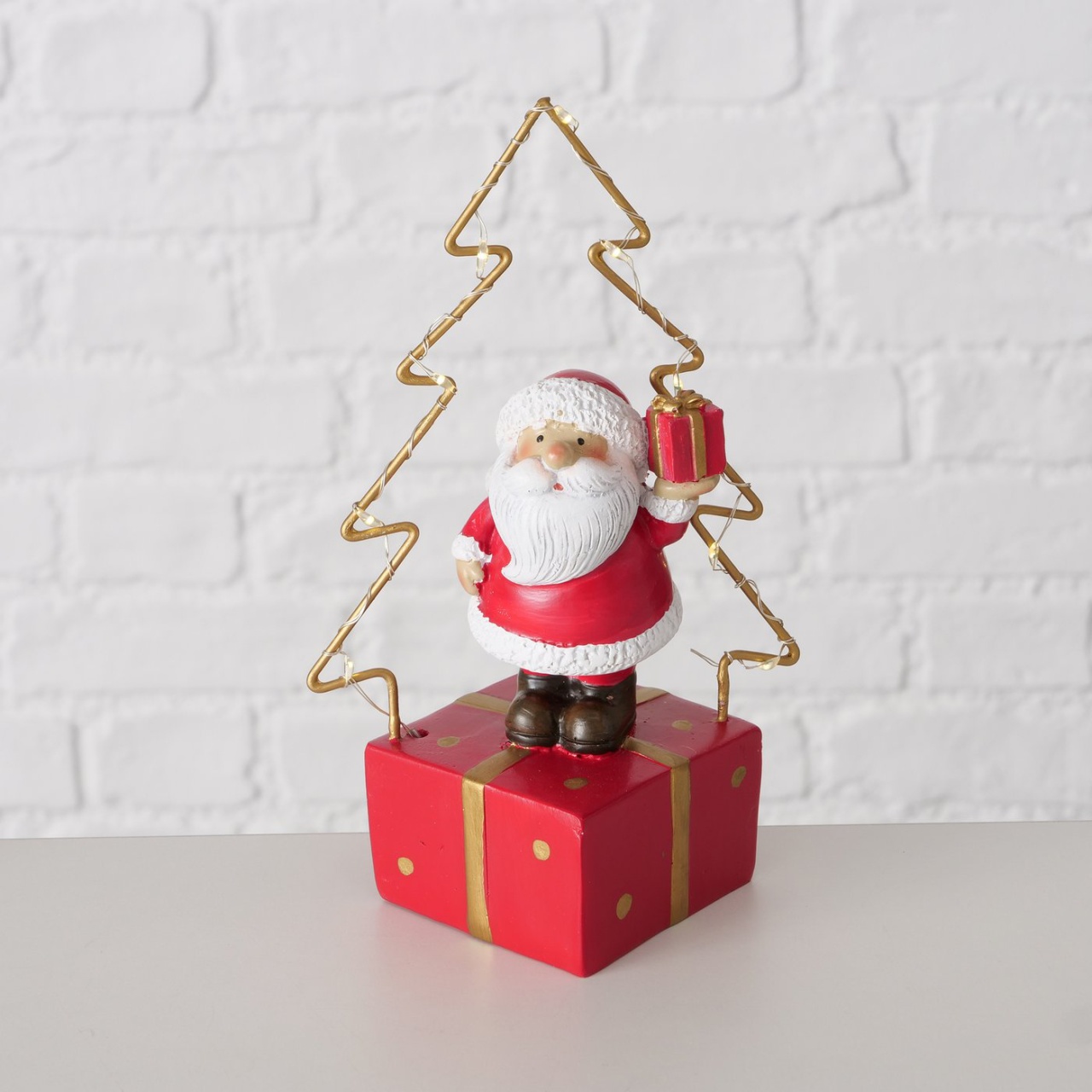 Figur Weihnachtsmann & Weihnachtsbaum mit LED, Höhe ca 16 cm