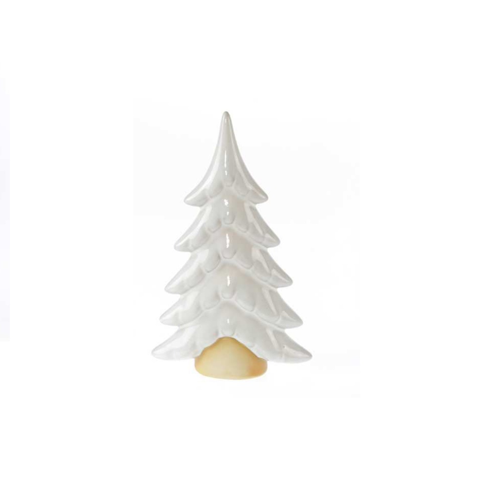 Deko Weihnachten Tanne weiß aus Terracotta 15,5 x 5 x 25 cm