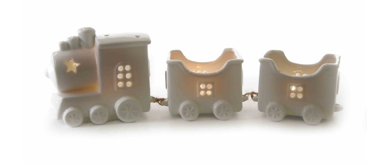 Teelichthalter Zug weiß glänzend Porzellan