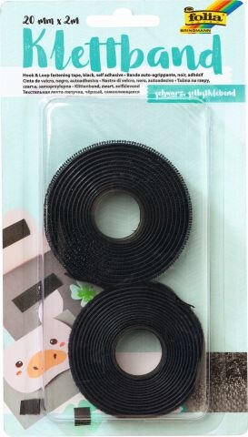 Folia Klettband selbstklebend schwarz