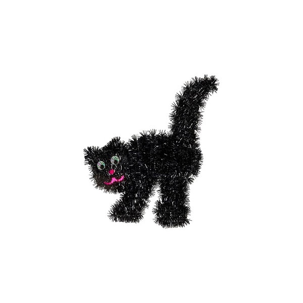 Halloween Deko schwarze Katze aus Lametta