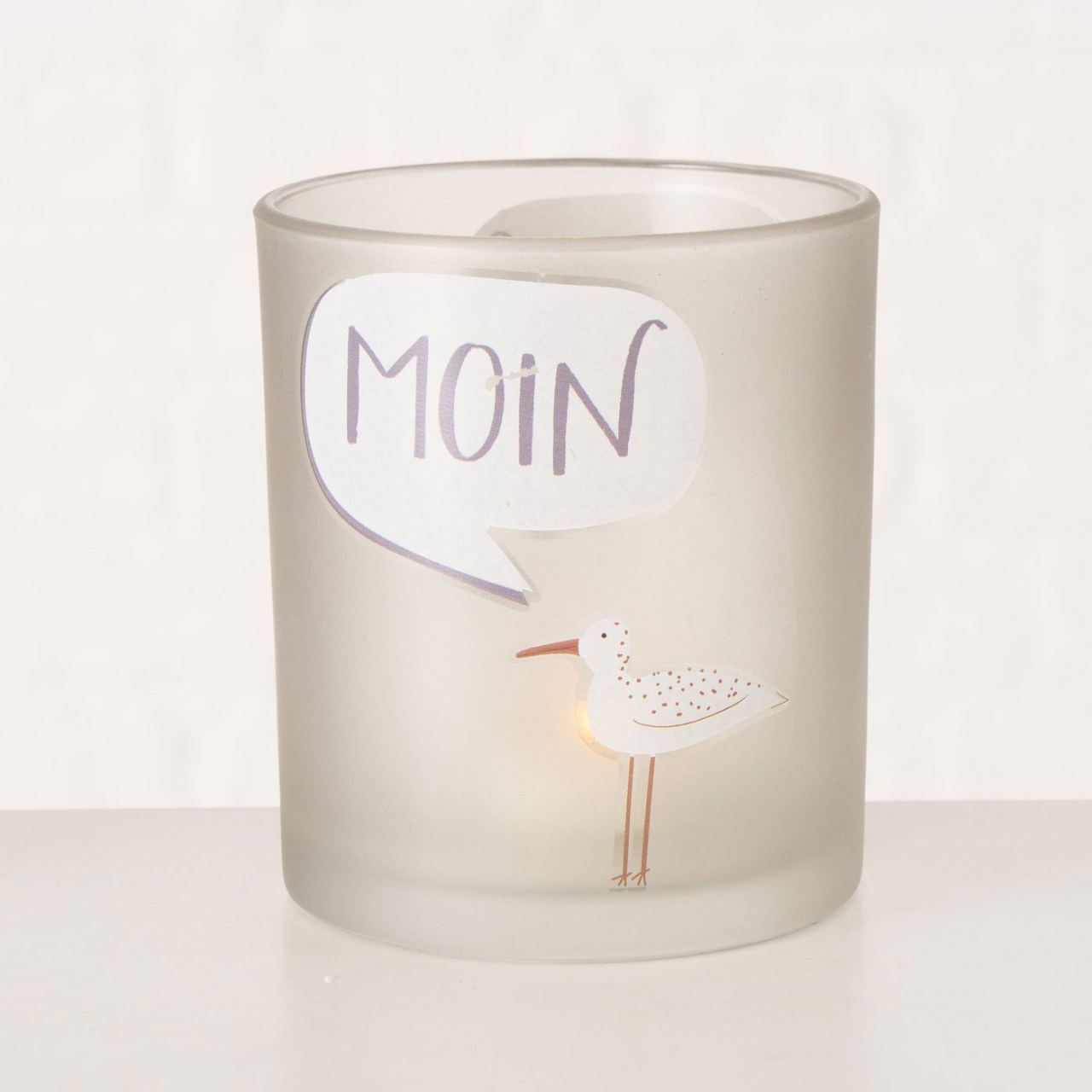 Boltze Windlicht Möwe Moin Glas satiniert H 10cm