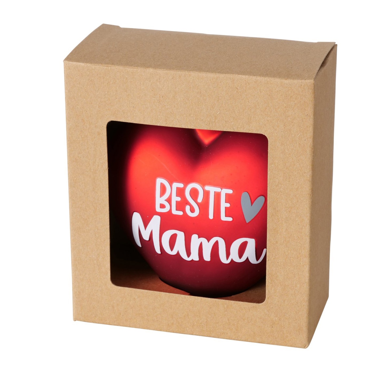 Weihnachtskugel Herz - Form Beste Mama  rot H 10 cm