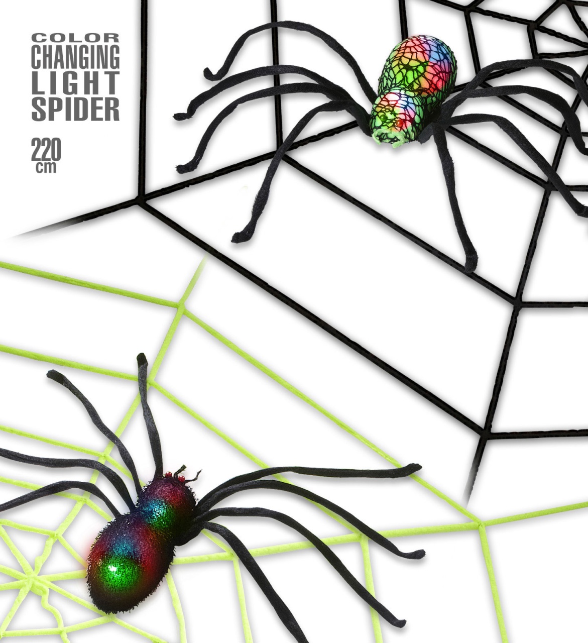 Halloween Deko Riesiges Spinnennetz Neon mit Spinne 220 cm
