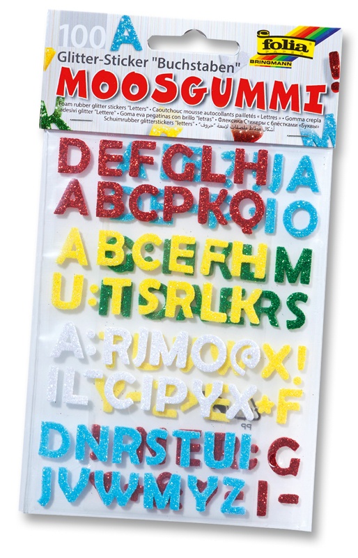 Folia Moosgummi Glitter-Sticker Buchstaben 100 Stück