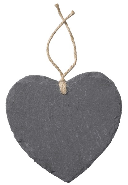 Schiefertafel Herz mit Aufhänger 15 x 14 cm