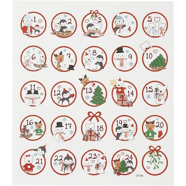 Weihnachtssticker Spaß am Nordpol Advents-Kalenderzahlen