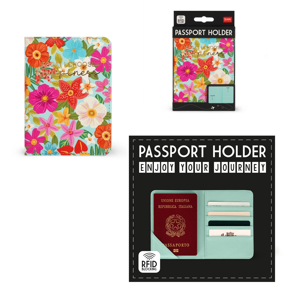 Reisepasshülle - Passport Holder Flowers  von Legami