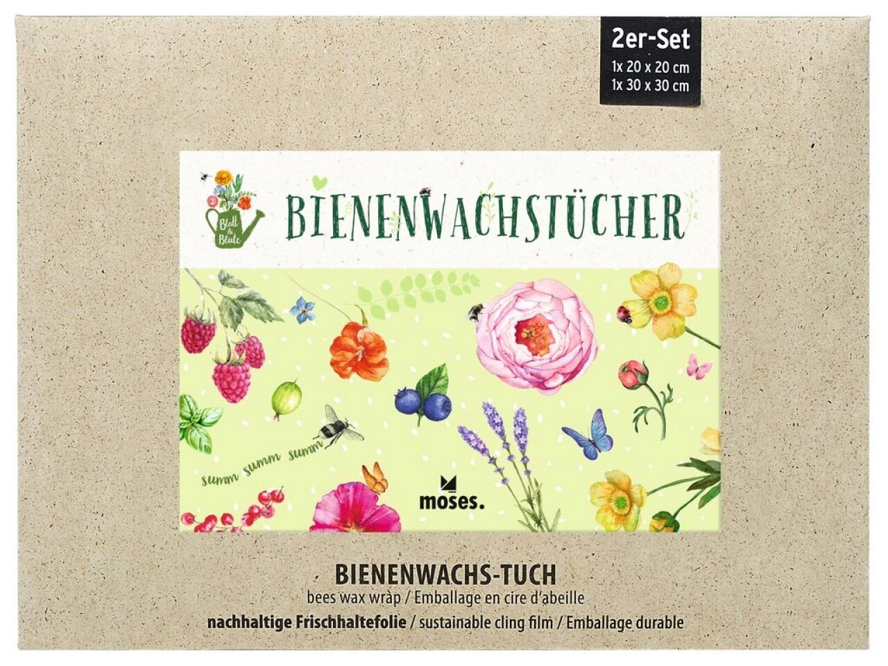 Moses Blatt & Blüte Bienenwachstücher 2er-Set