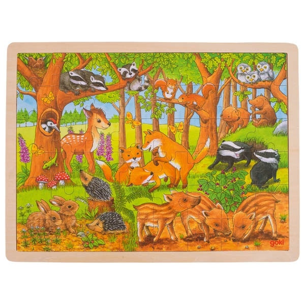 Einlegepuzzle Tierkinder im Wald von goki