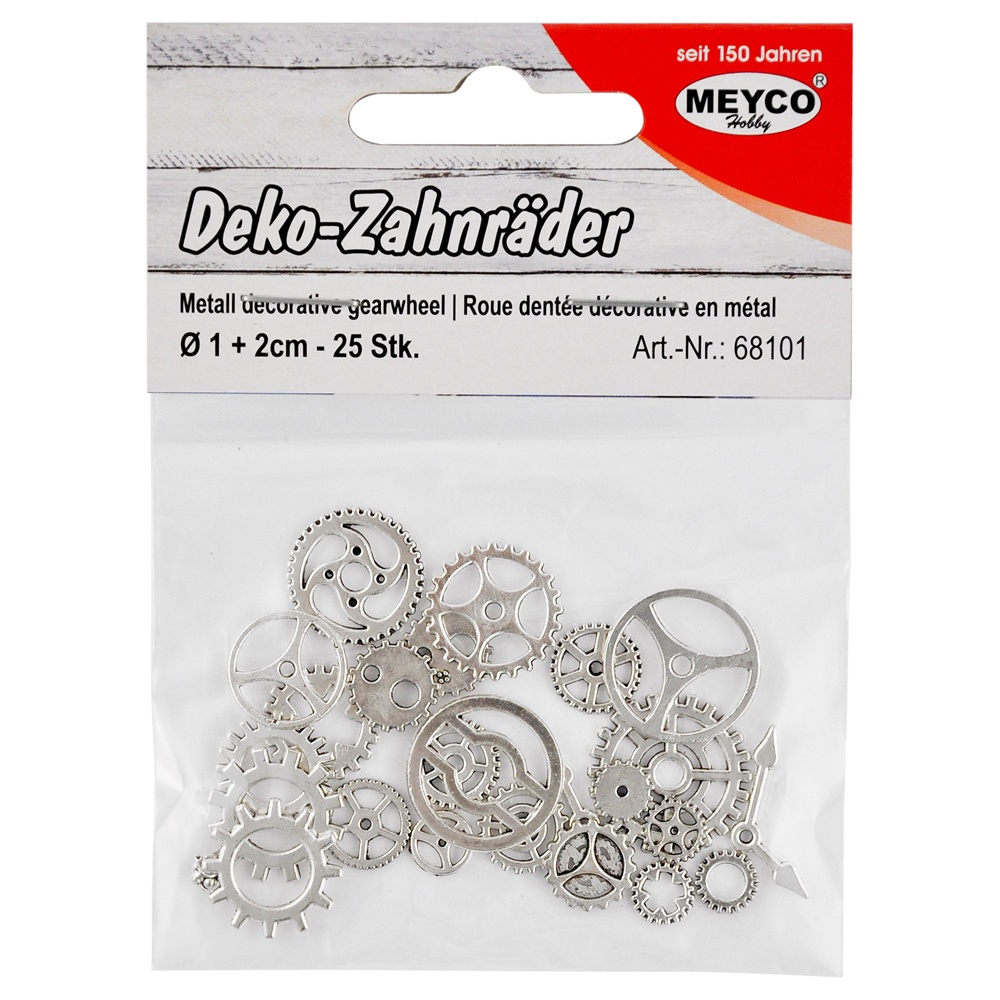 Bastelmaterial Deko Metall-Zahnräder silber 25 Stück