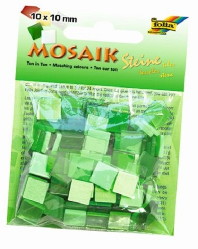 Folia Mosaiksteine Ton in Ton 10 x 10 mm grün
