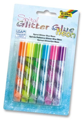 Folia Spiral Glitter-Glue Klebestifte neon