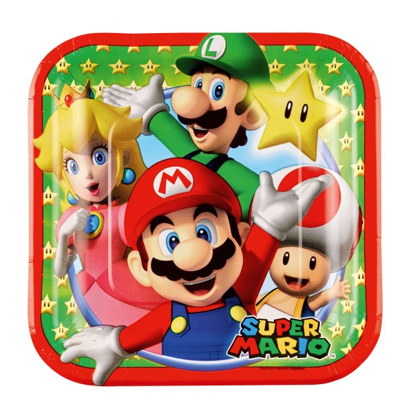 Party Teller Super Mario quadratisch 18x18cm