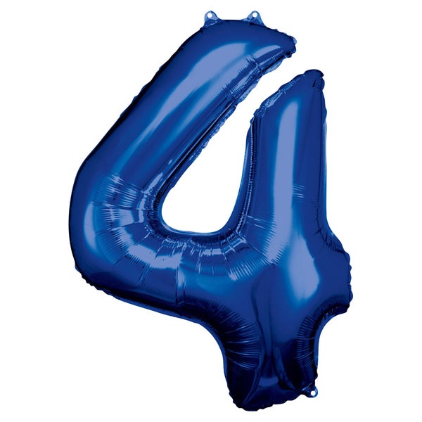 Folienballon Zahl 4 blau