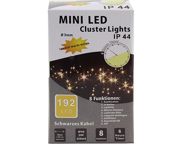 Lichterkette 192er Mini LED Cluster warm weiß