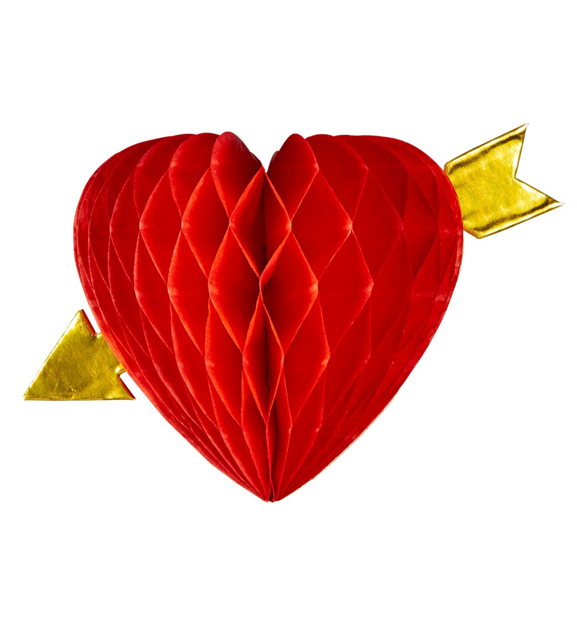 Wabenball Herzform rot 13 cm mit Pfeil