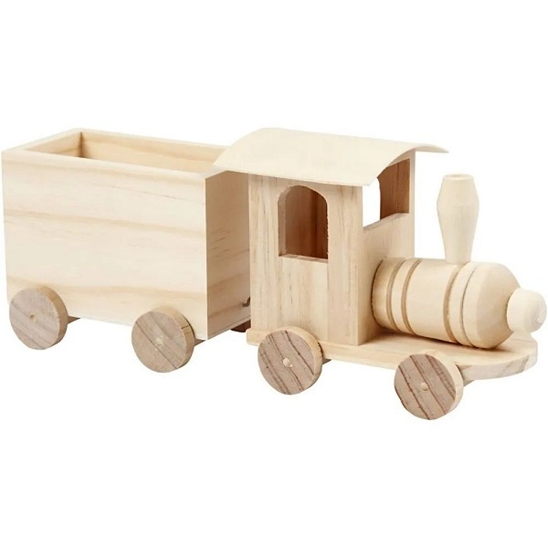Bastelmaterial Holz Zug mit Anhänger