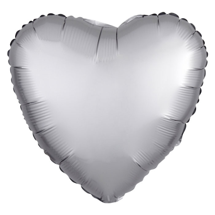 Amscan Folienballon Silk Lustre Herz Silber 43 cm