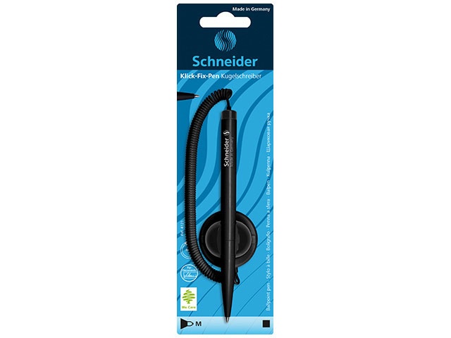 Schneider Kugelschreiber Klick-Fix schwarz mit Teleschnur
