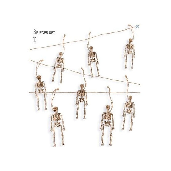 Halloween Deko Skelett - Girlande ( 8 Skelette a 15 cm )