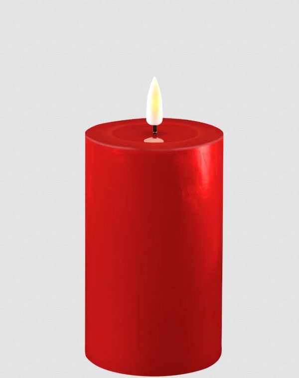 LED Kerze Rot Stumpenkerze 7,5x12,5 cm Deluxe Homeart