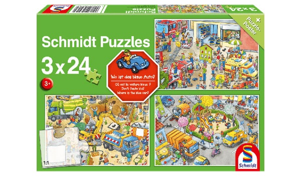 Schmidt Spiele Puzzle 56416 - Wo ist das blaue Auto?