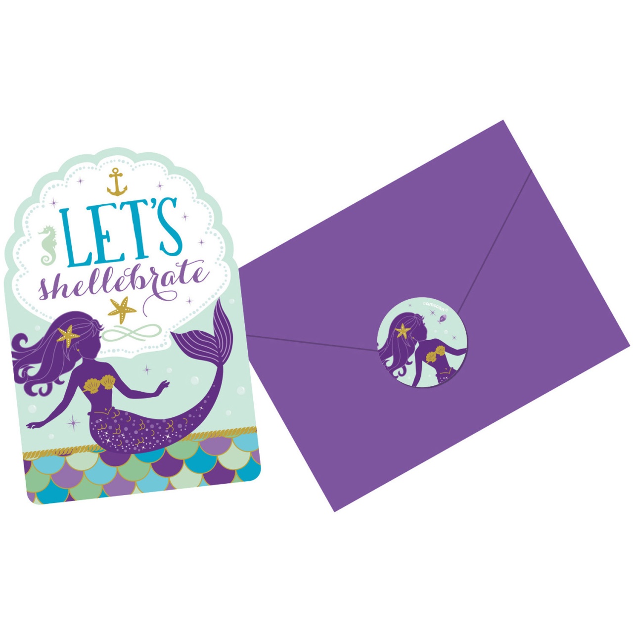 Einladungskarten Mermaid Wishes 8 Stück Packung mit Umschlag