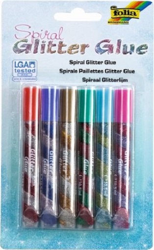 Folia Glitter Glue Spiral Stifte 6 Stück Packung
