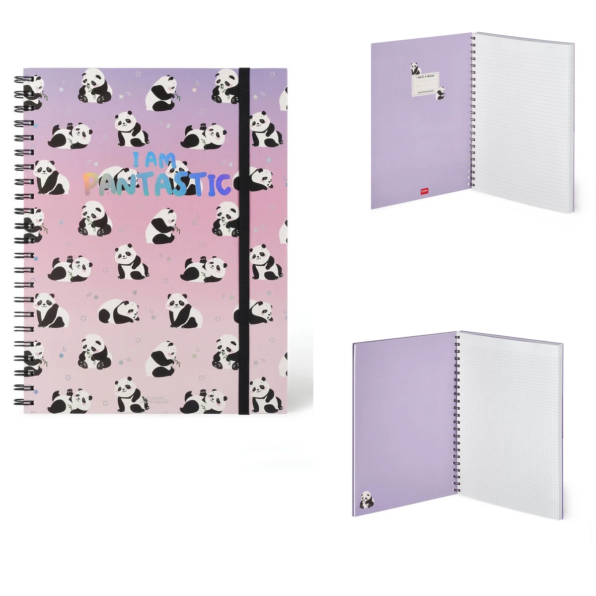 3-in-1 Notizbuch mit Spiralbindung - Maxi - A4-Format Panda